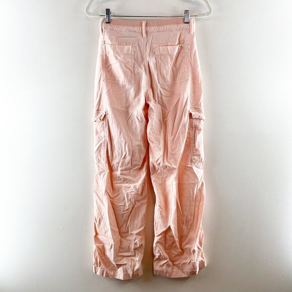 American Eagle Mid Rise Baggy Wide Leg Cargo Pants Peach Piink 0 - Picture 4 of 5